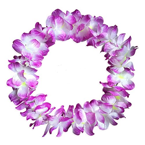 Arlai 1 Pcs Purple Silk Flower Hawaiian Beach Wedding leis - Thumbnail 4