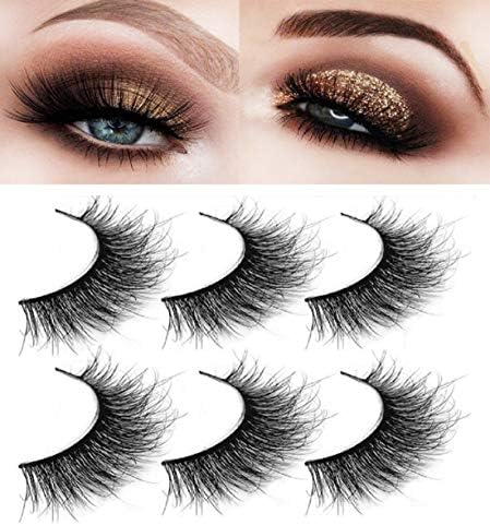3D Mink Fake Eyelashes- Handmade Luxurious 100% Siberian Mink 3D False Eyelashes Hot Design with Natural Messy Volume Dramatic Fur Eyelashes 3 Pairs/Box (black7)