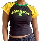 Vintage Graphic Baby Tees for Women Brazil Shirt Y2k Tops Mexico Crop Top Jersey 2000s Summer Going Out Tops