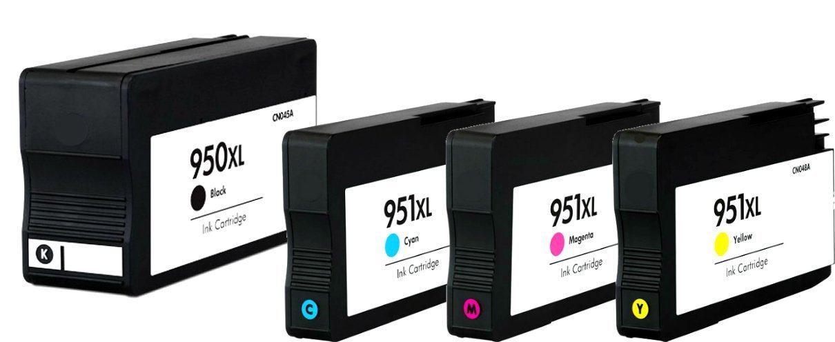 4 950XL 951XL Ink Cartridges Black Cyan Magenta Yellow Combo Pack Set for Compatible with HP Officejet 8610/8620/8630/8640/8660/8615/8625 Pro 251DW/276DW