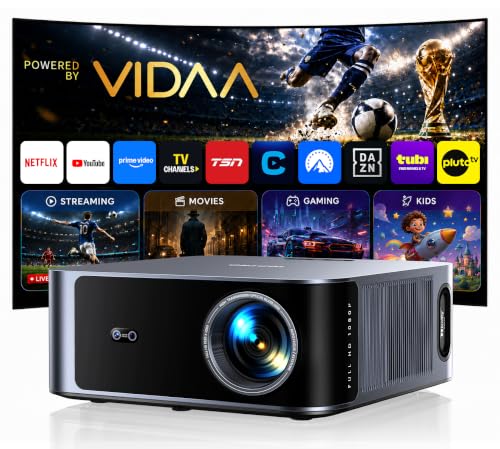 Projector-4K [VIDAA Live TV & 40W Dolby &Real Brightness]-Smart Projector With AI Voice Control & Auto Focus, HDR10, WiFi6, 2-Way Bluetooth5.4, Outdoor Movie Ceiling Projecteur Compatible with Netflix