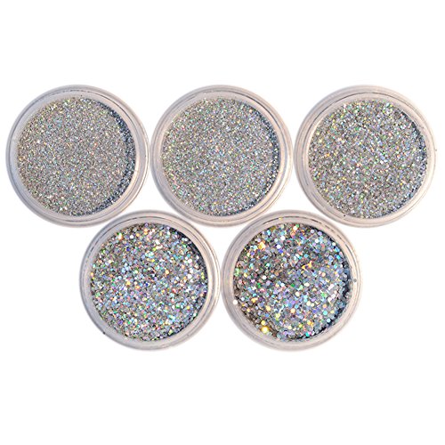 NICOLE DIARY 5Boxes/set Holographic Nail Glitter Silver Holo Laser Rainbow Powder Manicure Nail Art Decoration