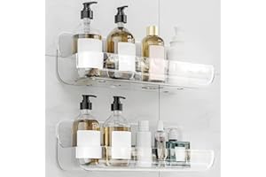 2-Pack Acrylic Shower Caddy – No-Drill Wall Mount Bathroom Storage Shelf, Corner Organizer, Rustproof Shower Shelves