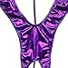 YiZYiF Women's Crotchless Cupless Bodysuit Swimsuit Open Teddy Thong Nightwear Purple