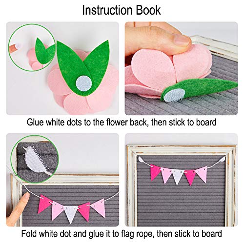 Beinou Felt Flowers for Letter Boards 9 Pack Message Board Decor Flowers with Flags Set DIY Accessories for Party Wedding Home