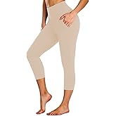 NEW YOUNG Capri Leggings for Women with Pockets,High Waisted Yoga Pants Tummy Control Black Leggings