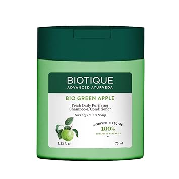 Biotique Bio Green Apple Fresh Daily Purifying Shampoo & Conditioner for Oily Scalp & Hair, 75 ml