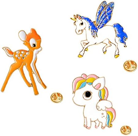 Women Girls Cartoon Enamel Lapel Pin Set Cute Patches Pins Badge for Clothing (Unicorn pin 3PCS)
