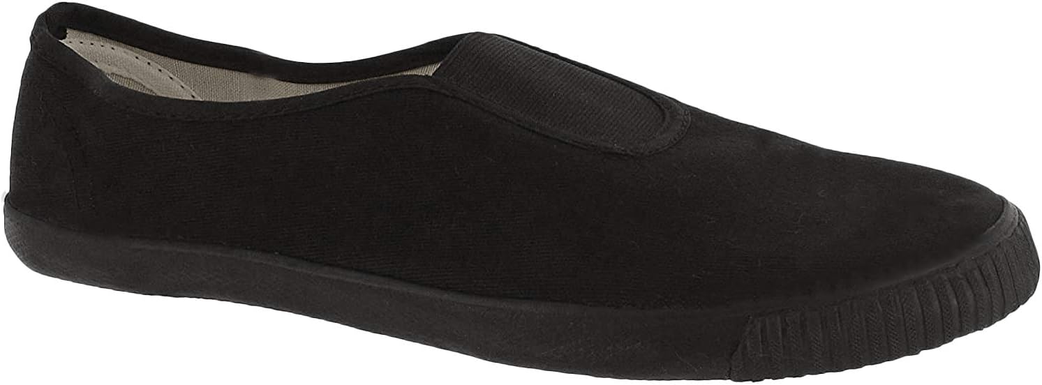 Adults Unisex Gusset Black Canvas Plimsolls