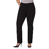Rekucci Curvy Woman Ease into Comfort Barely Bootcut Plus Size Pant (14W Short, Black Corduroy)
