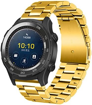 VESNIBA Genuine Stainless Steel Bracelet Smart Watch Band Strap For Huawei Watch 2 (Gold)