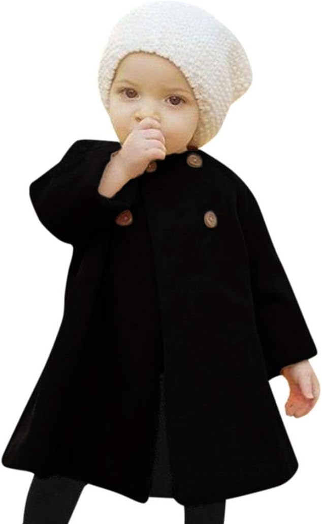 SUNTEAMO Autumn Winter Girls Kids Baby Outwear Cloak Button Jacket Warm Coat Clothes