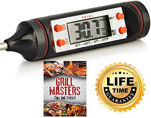 The Premium Instant Read Thermometer - Small, Fast, Accurate, Easy Use - Indoor/Kitchen or Outdoor Bbq/Grill Cooking, Baking, Meat, Food, Candy, Liquids, Steaks - Free Ebook &amp; Lifetime Guarantee!