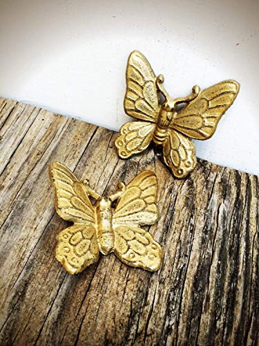 Modern 3D Metal Butterfly Wall Art Hangings – Rustic Fairy Garden Theme Nursery – Baby Girl Playroom Decor – 2 in Gold