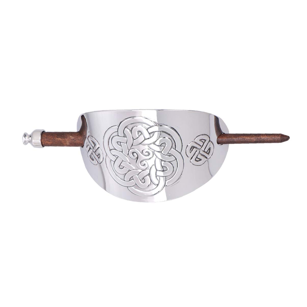 Lurrose Vintage Viking Hair Clip with Stick, Geometric Knot Hair Sticks Retro Silver Slide Ponytail Holder Clip for Girls Women