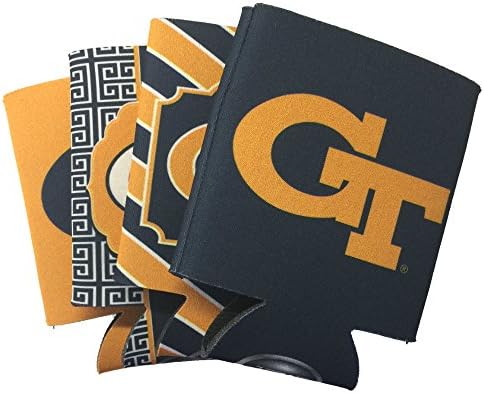 NCAA 4-Pack Multi Color Sublimated Neoprene Beverage 12oz Insulated Can Hugger (Georgia Tech Yellow Jackets)