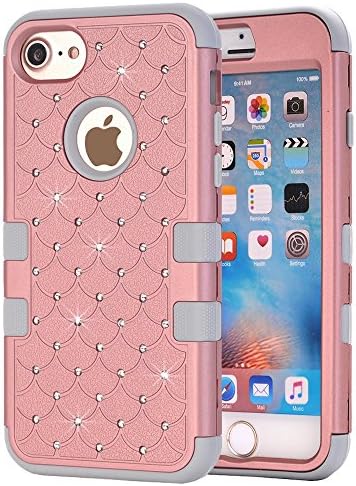 iphone 6 Plus Bling Diamond Case,OTRON Soft TPU Bumper&amp;Solid PC Anti-Scratches Shockproof Hybrid High Impact Back Case Protective Sparkly Luxury Cover For iPhone 6 Plus /iphone 6S Plus 5.5" (Pink-W)