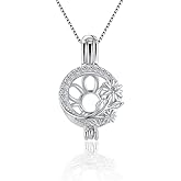 LGSY 925 Sterling Silver CZ Bloom Cage Pendants Crafting Charm for DIY Necklace Bracelet Jewelry Making