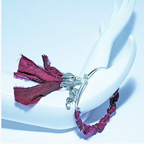 Sari Silk Bangle Charm Bracelet Ohm Yoga