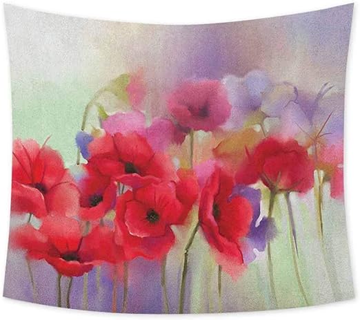Amazon Co Jp 寝室用の花の壁のタペストリーケシの花は春の花の季節のロマンチックな芸術的なイラストを印刷します 0x150cm ホーム キッチン