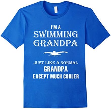 Mens swim shirts for men . Swimming Grandpa T-shirt. 2XL Royal Blue