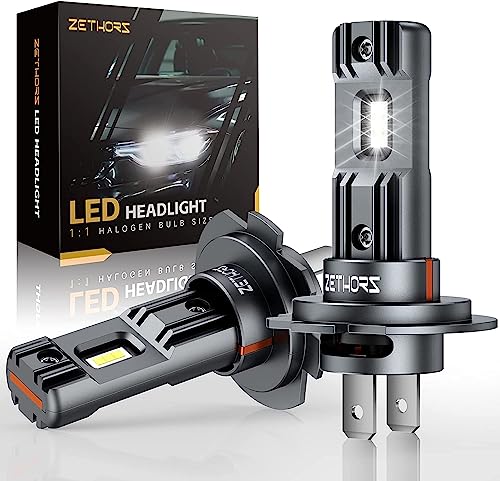 Zethors H7 LED Lampadine con Ventola 80W 16000LM 6000K Bianco 600% Luminosità Mini Wireless H7 LED Fari Kit di Conversione Auto Alogena di Ricambio,non Polarità,Impermeabile IP68 Plug and Play,2PCS