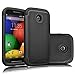 Motorola Moto E Case, Moto E 1st Gen Case, Tekcoo(TM) [Tmajor Series] [Black/Black] Shock Absorbing Hybrid Rubber Grip Plastic Impact Defender Rugged Slim Hard Case Cover Shell for Moto E 2014