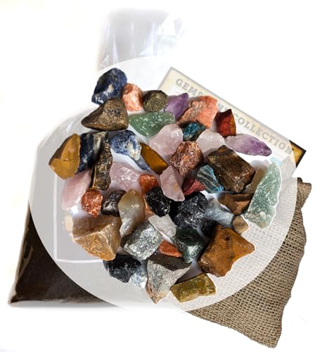 Mini Miner Treasures - 5 POUND Gemstone Paydirt w/Burlap Collection Bag | Gemstone Mining | Rough Stone | Made in USA