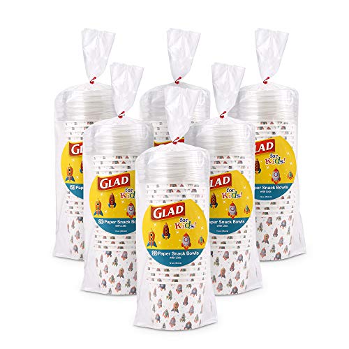Glad for Kids Rocket Ship 12 oz Paper Snack Bowls with Lids, 20 Count