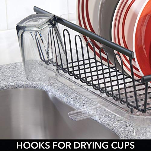 mDesign Large Modern Kitchen Countertop, Sink Dish Drying Rack
