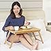 Laptop Desk Tray,Breakfast Serving Bed Tray, Computer, Notebook, Ipad, Book Holder & Stand, Adjustable & Foldable with Flip Top and Drawer, 100% Bamboo – by Ybj-akethumb 1