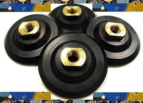 4 Pcs Set: 4" Inch Velcro Rubber Backer for diamond polishing pad granite concrete
