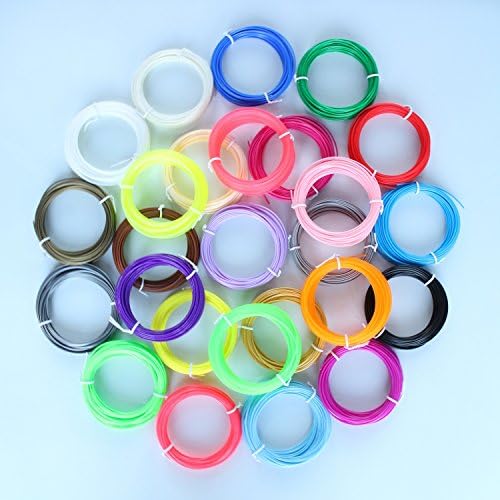PLA 3D Plastic Filament Refills By Rhorawill - Fit Most 3D Printers - 20 Colors Of 33 Feet Each - Non Toxic &amp; Safe - 1.75mm Diameter - Total 656 Feet - For Children &amp; Technicians Using A 3D Printer