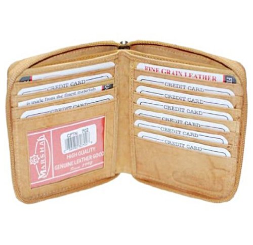Genuine Leather Multipurpose Credit Card Holder Tan Wallet