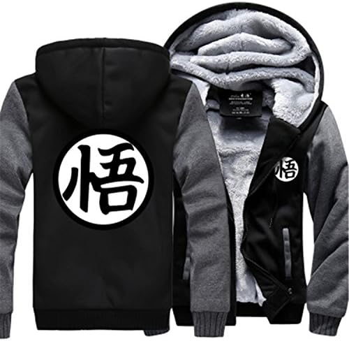 elrjghe Men's Pullover Winter Sweatshirts Anime Dragon Ball Z Son Goku Thicken Jacket Fleece Hoodies 02 M