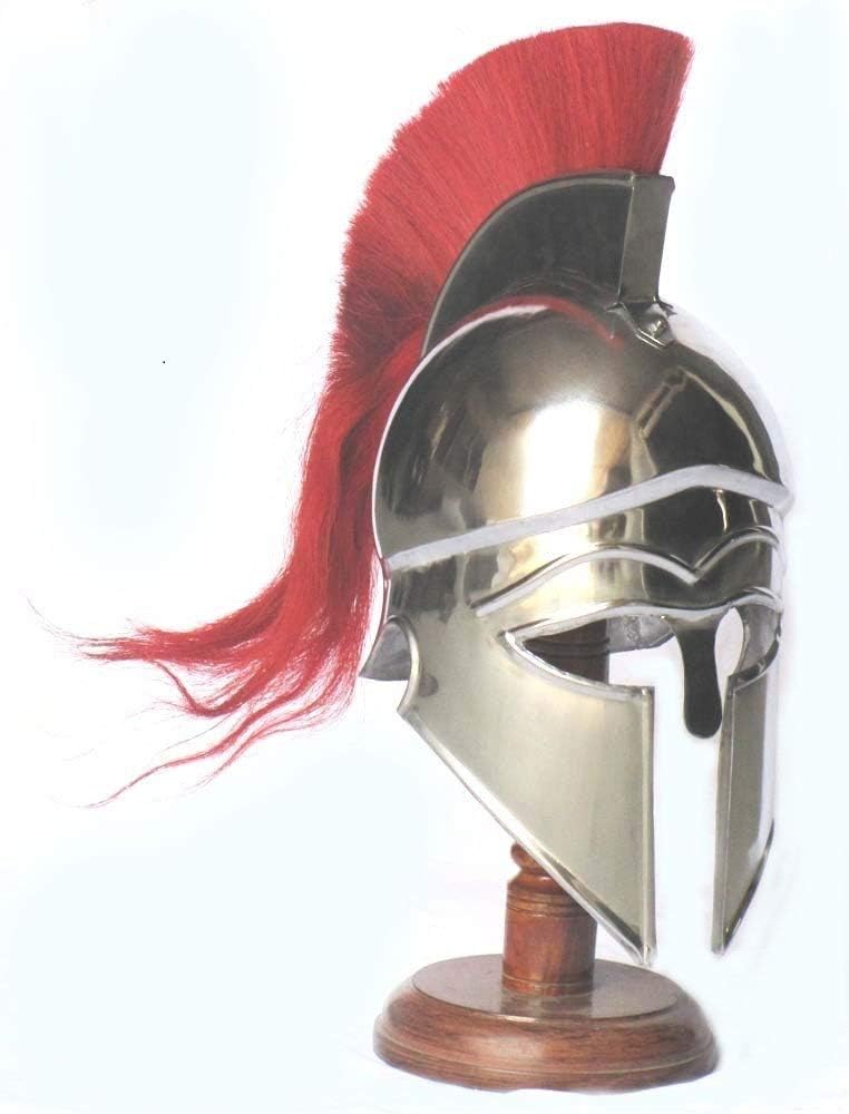 Historical HandicraftsMedieval Greek Corinthian Armour Helmet with Red Plume Knight Spartan Helmet Replica