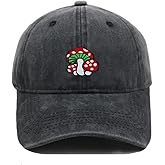 CJXPJZPLD Black Mushroom Hat for Men Women Embroidered Denim Baseball Caps