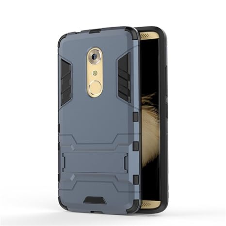 Bllosem ZTE Axon 7 Hülle Hybride Dual-Layer PC+TPU Kompletter Schutz Standfunktion Tasche für ZTE Axon 7 Schwarz Blau