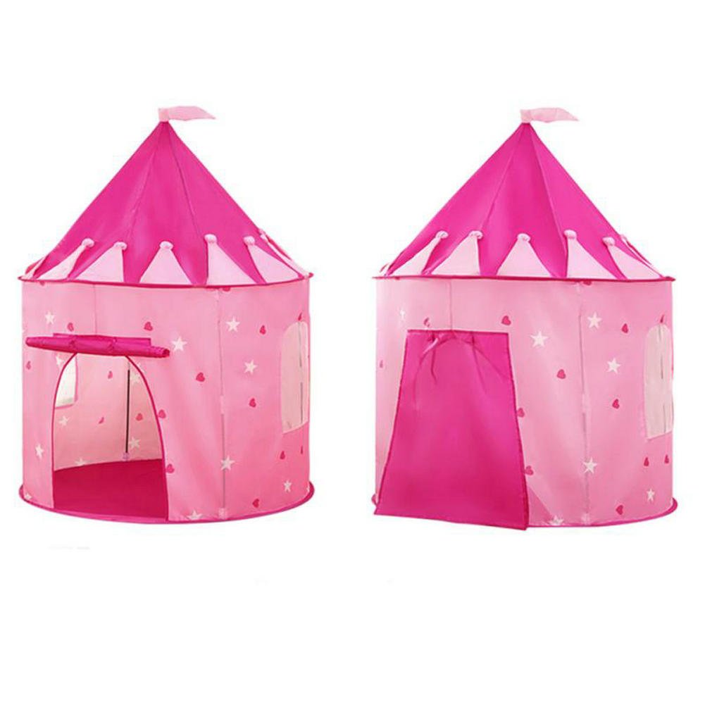 Rapidly boy Princess Castle Girls Play Tent Glow in the Dark Stars - Childrens Play Tents for Indoor & Outdoor Use,Easy to Folding back with Storage Carry Bag Pink