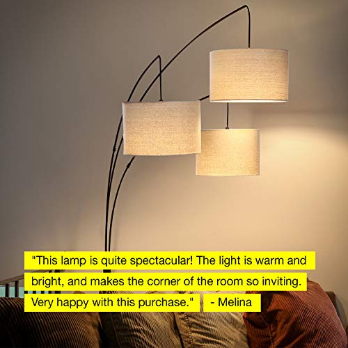 Brightech Trilage Arc Floor Lamp w/Marble Base - 3 Lights ...