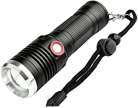 Setrouyo Efficient Super Bright T6 LED Tactical Telescopic Focus Compressive Waterproof Rechargeable Flashlight USB Charge with 18650 Batteries Work Fishing Hunting