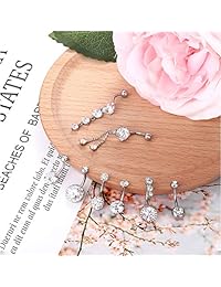 Udalyn 6   8 piezas 14 G ombligo Burron anillos de acero inoxidable ombligo anillos para mujer cuerpo Piercing joyas Set con cadena de cintura