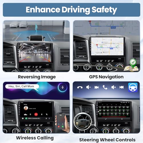 Car Radio for Toyota Tundra 2007-2013: Sequoia 2008-2018 Android 13 10.1 Inch Touch Screen 64GB Car Radio Wireless CarPlay Android Auto GPS Navigation Bluetooth 5G WiFi Mirror Link SWC Backup Camera