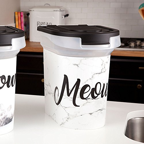 Paw Prints Plastic Pet Food Bin, Meow Marble Design,15lb Pricepulse