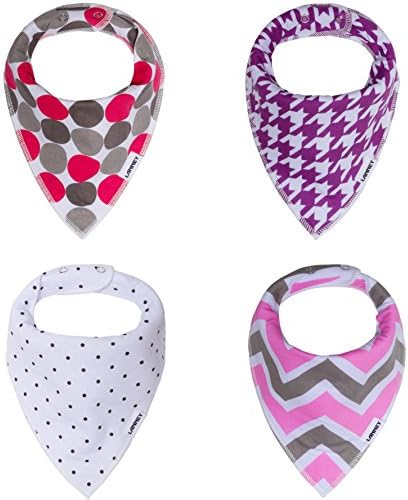 MorePet Baby Bandana Drool Bibs For Drooling and Teething 4 Pack Designer Style For Boys and Girls (purple)