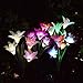 Outdoor Solar Garden Stake Lights - 2 Pack Solarmart Solar Powered Lights with 8 Lily Flower, Multi-color Changing LED Solar Stake Lights for Garden, Patio, Backyard (Purple and White)