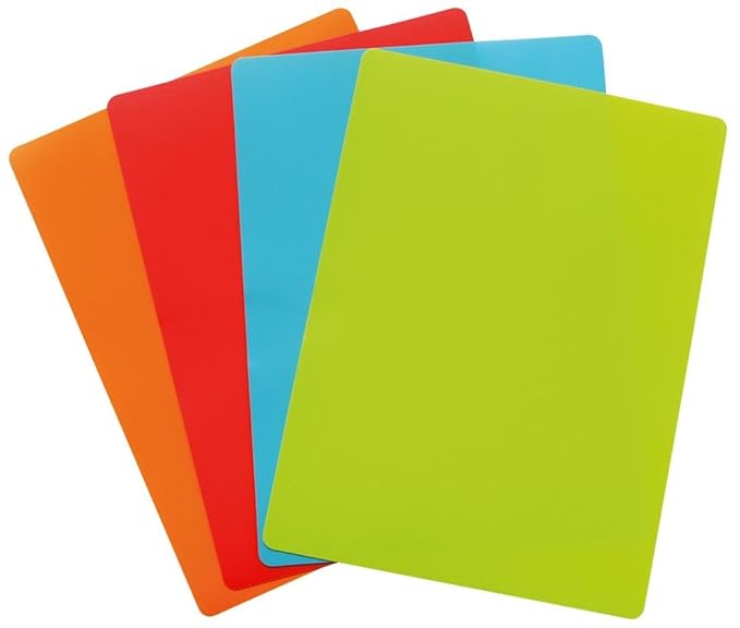 Culinario 4er Set Flexible Schneidematten, 38 x 28 cm mit Anti-Rutsch-Unterseite, biegsam