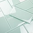 Lovdeco Light Green Glass Subway Tile, Glass for Bathroom Kitchen Shower Backsplash Wall, 3 x 6 Inches, 4 Sq.Ft.