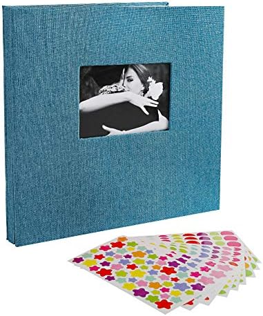Self Adhesive Photo Album Magnetic Scrapbook Album 40 Pages Magnetic Double Sided Pages Linen Hardcover DIY Photo Book Length 11 x Width 10.6 Inches with DIY Accessories Kits 9 Sheet Stickers