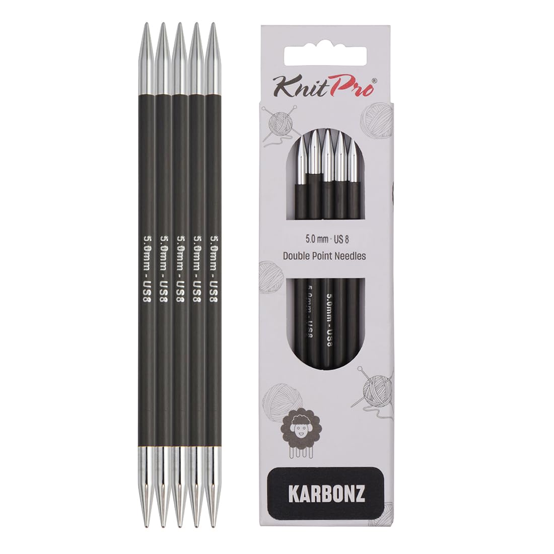 KnitPro Karbonz Double Pointed Needles 8" (20cm) | 5.00 mm — image 1